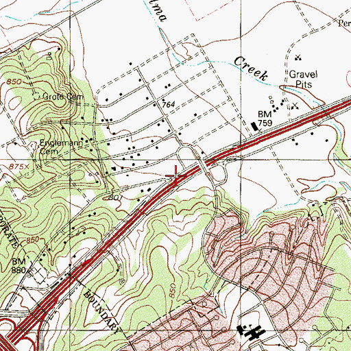 Topographic Map of Interchange 173, TX