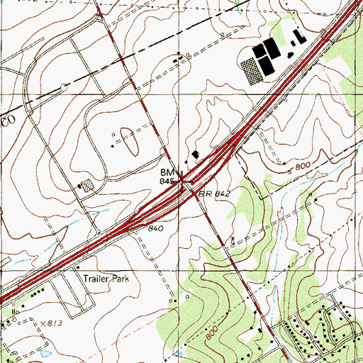 Topographic Map of Interchange 175, TX