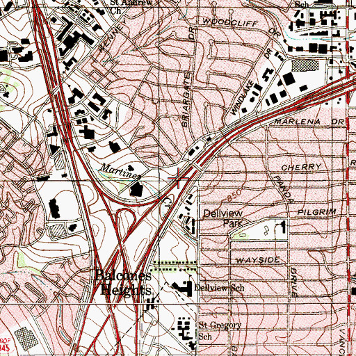Topographic Map of Interchange 17B, TX