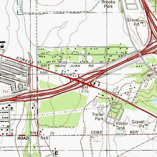 Topographic Map of Interchange 42, TX