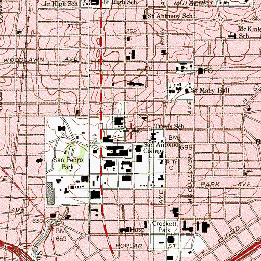 Topographic Map of Catholic Student Center, TX