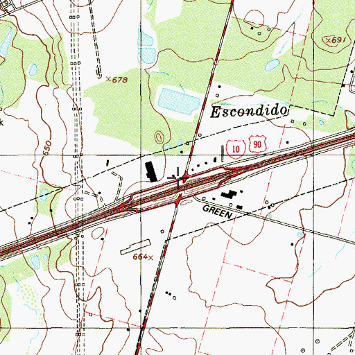 Topographic Map of Interchange 587, TX