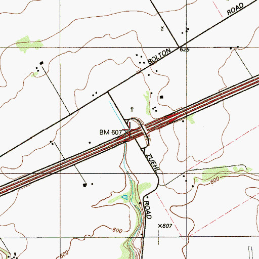 Topographic Map of Interchange 597, TX