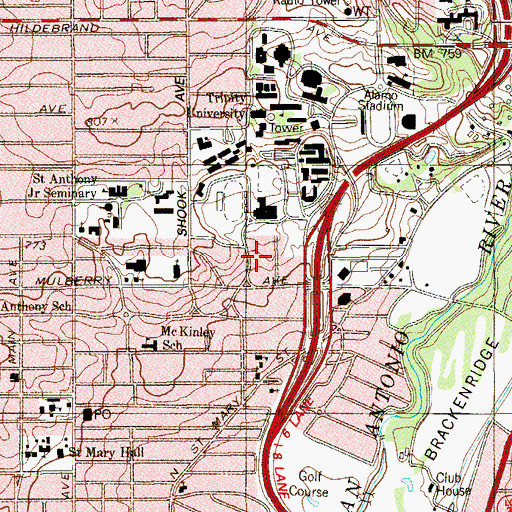 Topographic Map of Jesse H Jones Recreation Area, TX
