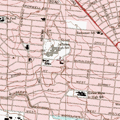 Topographic Map of Jefferson Church of Christ, TX