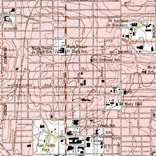 Topographic Map of Magnolia Christian Church, TX