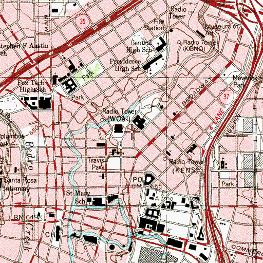 Topographic Map of Metro House, TX