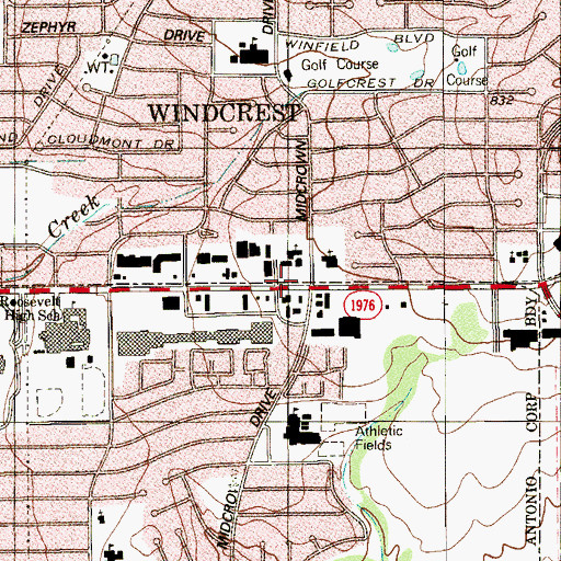 Topographic Map of Windcrest United Methodist Church, TX
