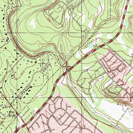 Topographic Map of Woodland Baptist Church, TX