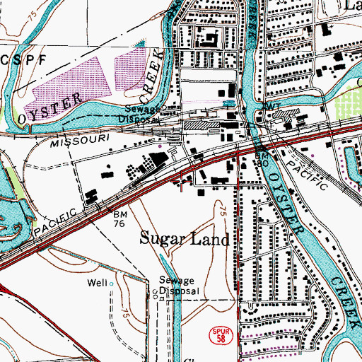 Topographic Map of Sugar Land Community Center, TX