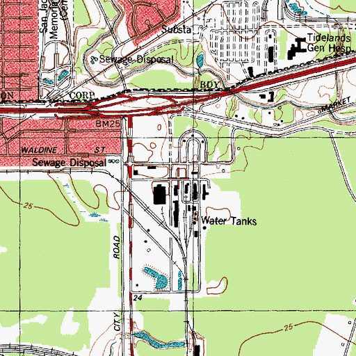 Topographic Map of East Belt Baptist Church, TX