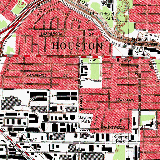 Topographic Map of Houston Fire Station Number 62, TX