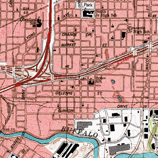 Topographic Map of Sloan Memorial United Methodist Church, TX