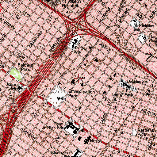 Topographic Map of Trinity East United Methodist Church, TX
