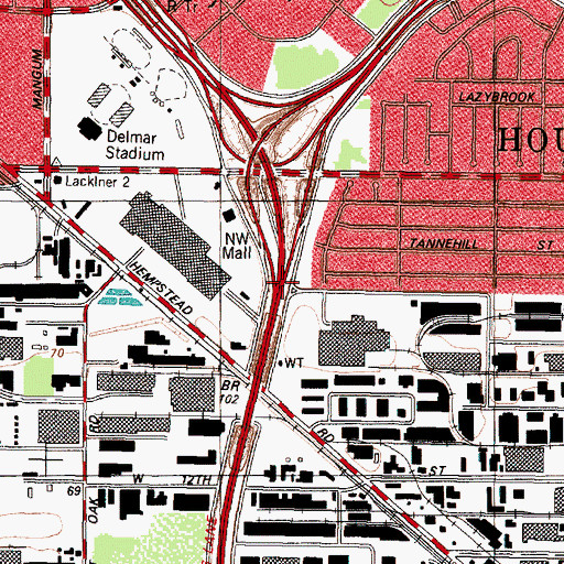 Topographic Map of Interchange 13, TX