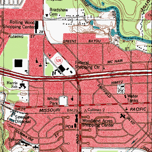 Topographic Map of Interchange 778A, TX