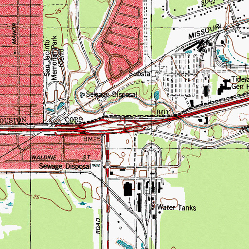 Topographic Map of Interchange 781A and 781B, TX