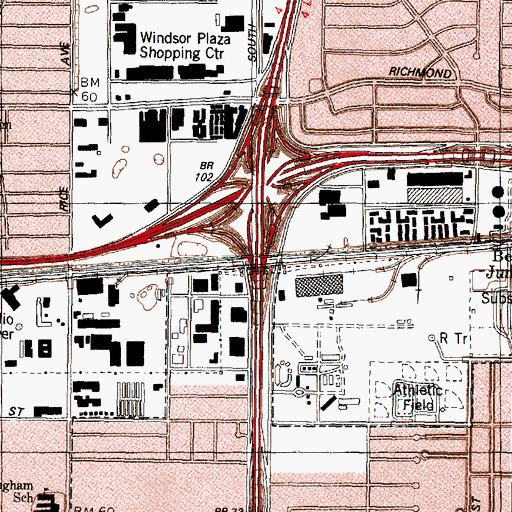 Topographic Map of Interchange 8A, TX