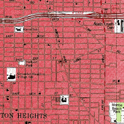 Topographic Map of Houston Brethren Church, TX