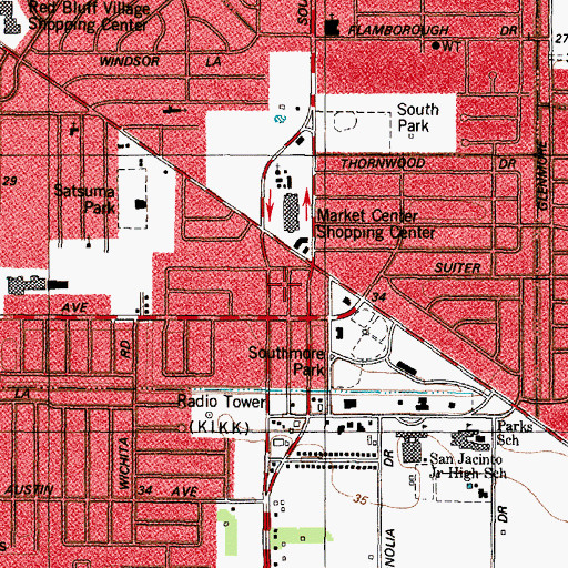 Topographic Map of Preston Villa, TX