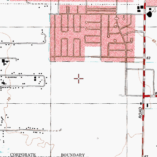 Topographic Map of Fondren Center, TX