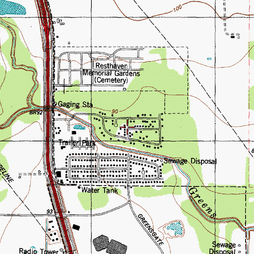 Topographic Map of Glen Forest, TX