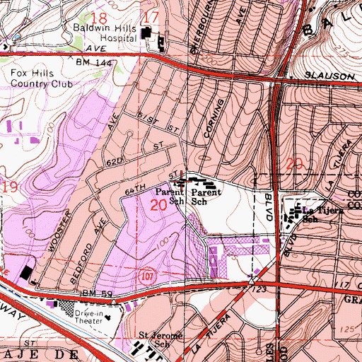 Topographic Map of Frank D Parent Elementary School, CA