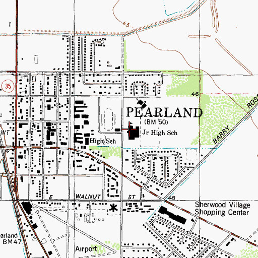 Topographic Map of Pearland Junior High School, TX