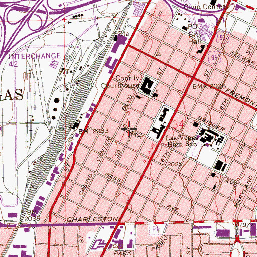 Topographic Map of Clark Street Building, NV