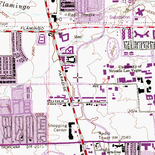 Topographic Map of Eller Media Softball Stadium, NV