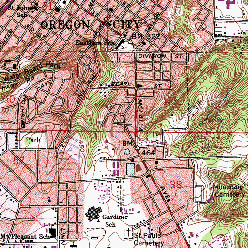 Topographic Map of First Church of God, OR