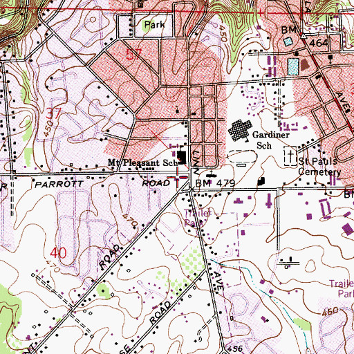 Topographic Map of First Presbyterian Church of Oregon City, OR