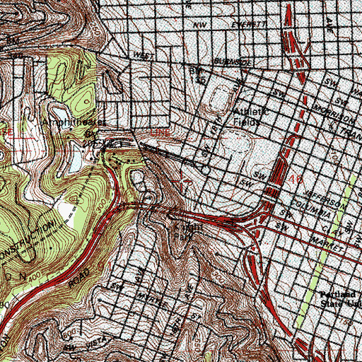 Topographic Map of First United Methodist Church, OR