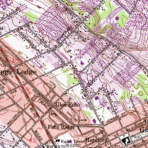 Topographic Map of Gladstone First Baptist Church, OR