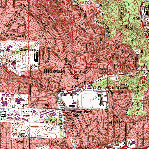 Topographic Map of Portland Fire and Rescue Station 5 Hillsdale, OR