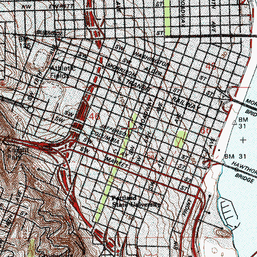 Topographic Map of Portland Center for the Performing Arts, OR
