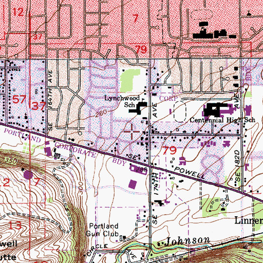 Topographic Map of Lynchwood Christian Church, OR