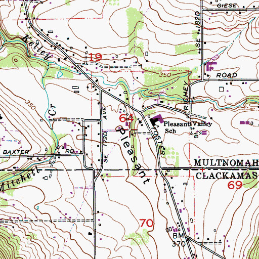 Topographic Map of Pleasant Valley Community Baptist Church, OR