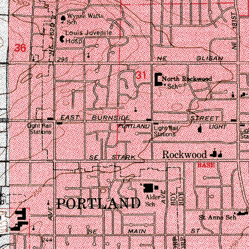 Topographic Map of Rockwood Christan Church, OR