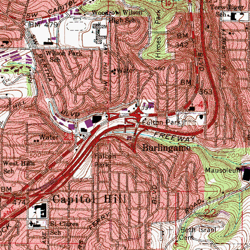 Topographic Map of Interchange 297, OR