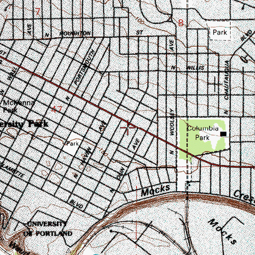 Topographic Map of University Park United Methodist Church, OR