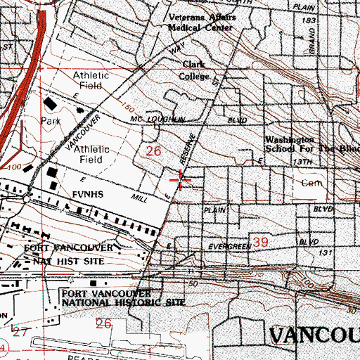 Topographic Map of Vineyard Christian Fellowship of Vancouver, WA