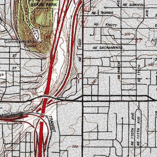Topographic Map of Woodland Park Chapel, OR
