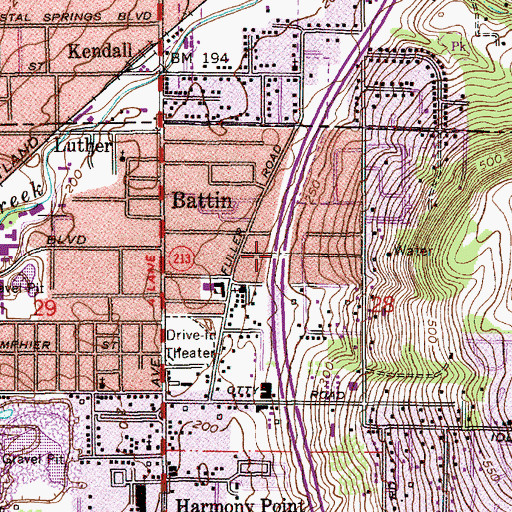 Topographic Map of Interchange 16, OR