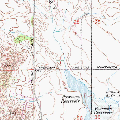 Topographic Map of Pigeon Pass Valley, CA