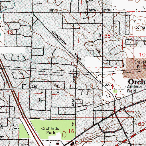 Topographic Map of Orchards Seventh Day Adventist Church, WA