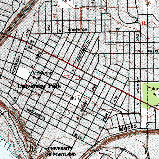 Topographic Map of Holy Cross Church, OR