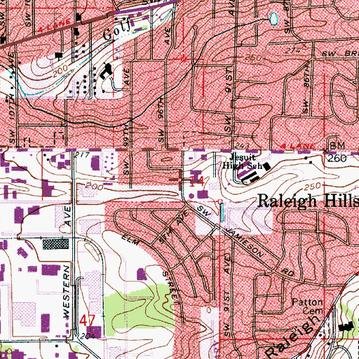 Topographic Map of Valley Plaza Shopping Center, OR
