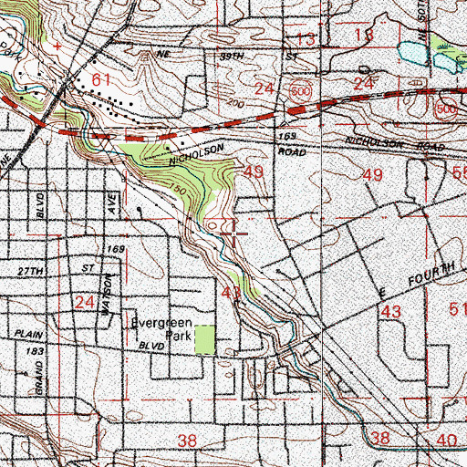 Topographic Map of Fir Grove / Vista Childrens Center, WA