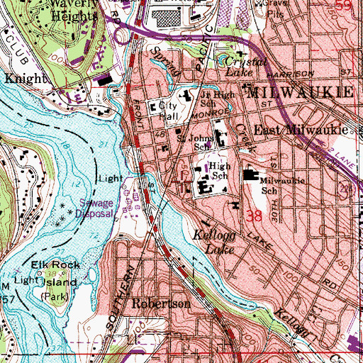 Topographic Map of Milwaukie Academy of the Arts, OR